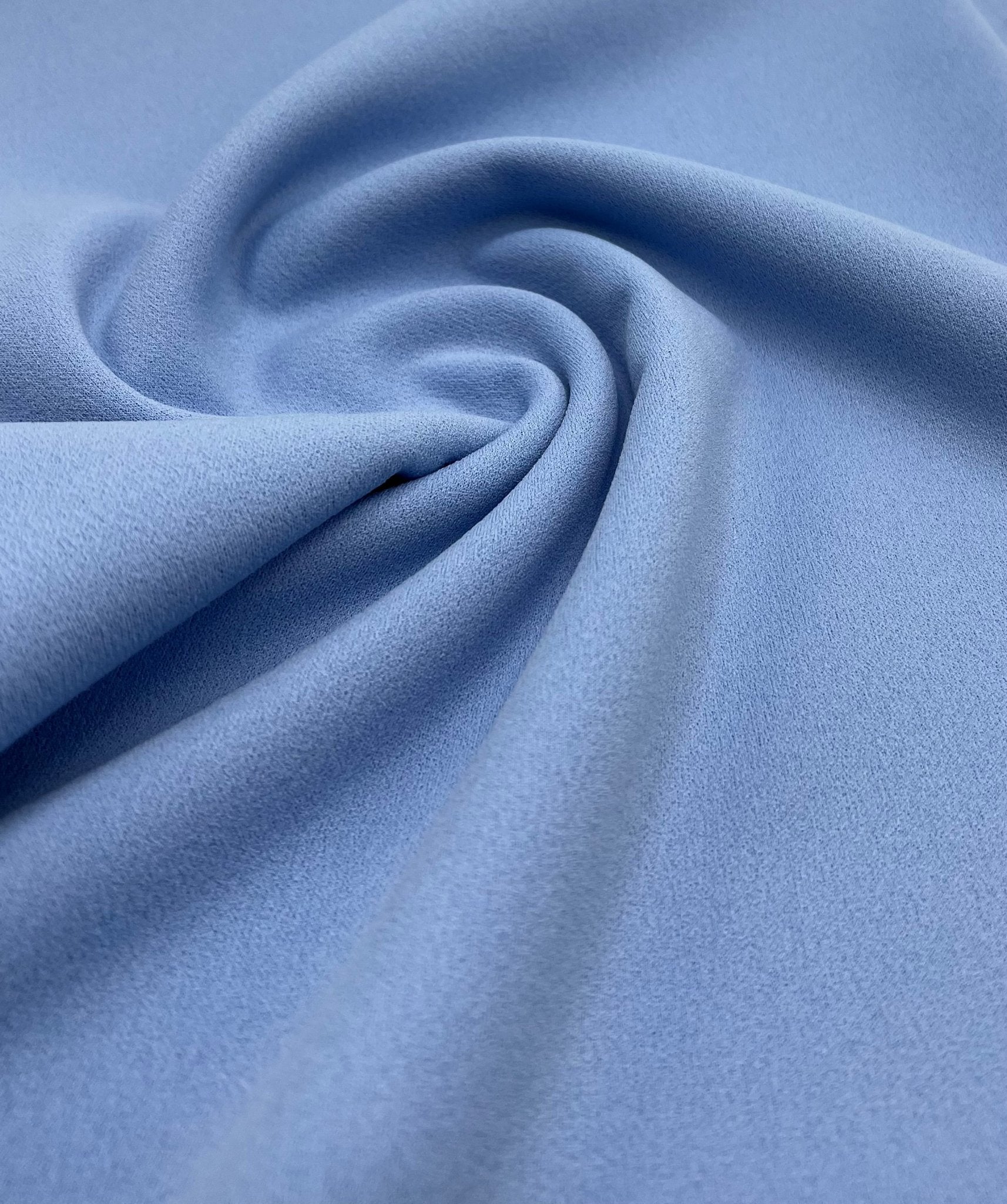 Plain Baby Blue Scuba Crepe Stretch Jersey Fabric 4 Way Stretch - T9 Fabrics